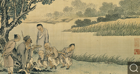 盲人說唱圖軸