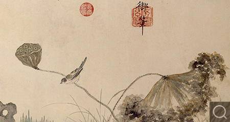 松云荷雀圖卷